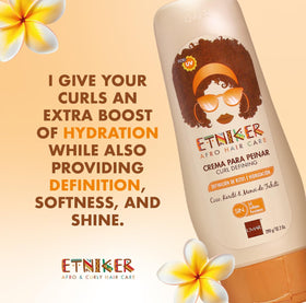 ETNIKER Curl Defining Styling Cream texture swatch highlights creamy consistency.