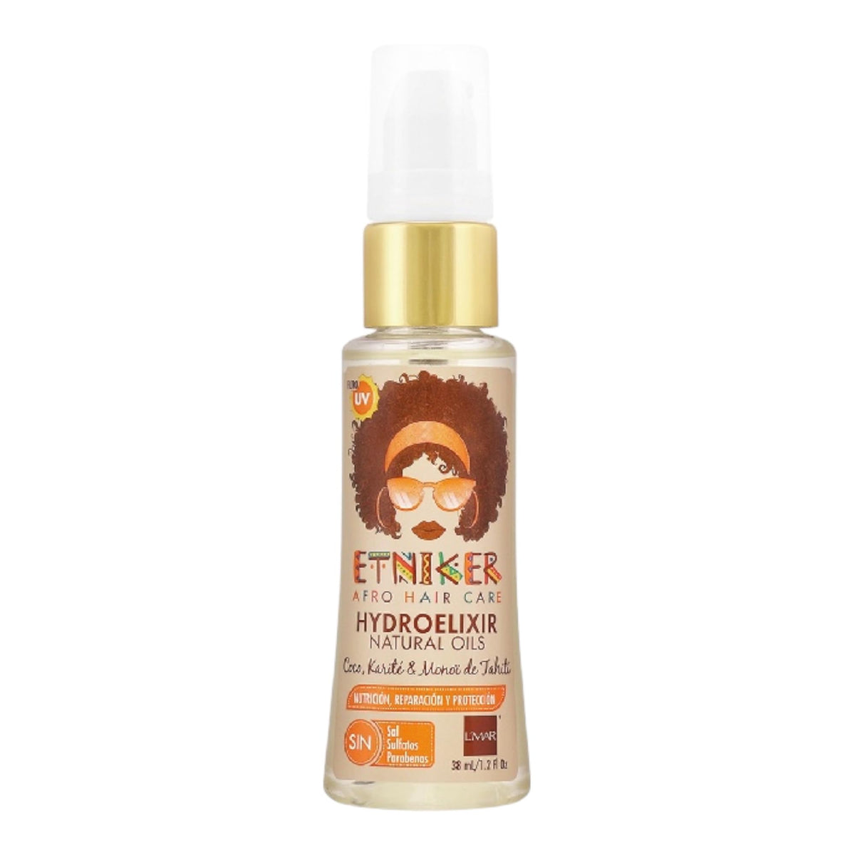 ETNIKER Hydroelixir bottle close-up for deep hydration of curls