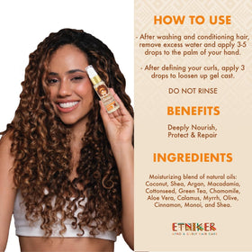 ETNIKER Hydroelixir ends application targets dry, porous hair ends