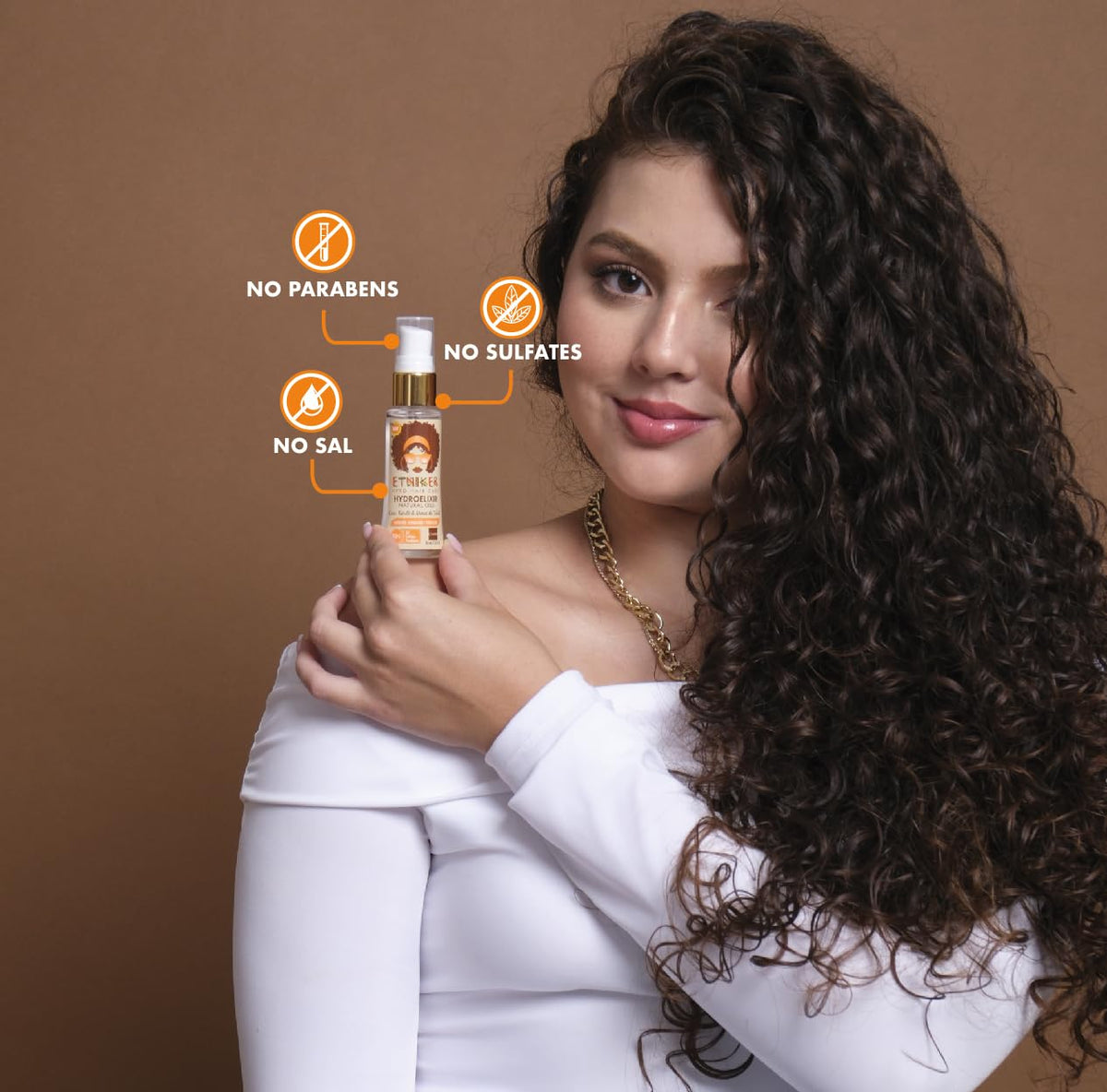 ETNIKER Hydroelixir ingredients overlay highlights 13 natural oils