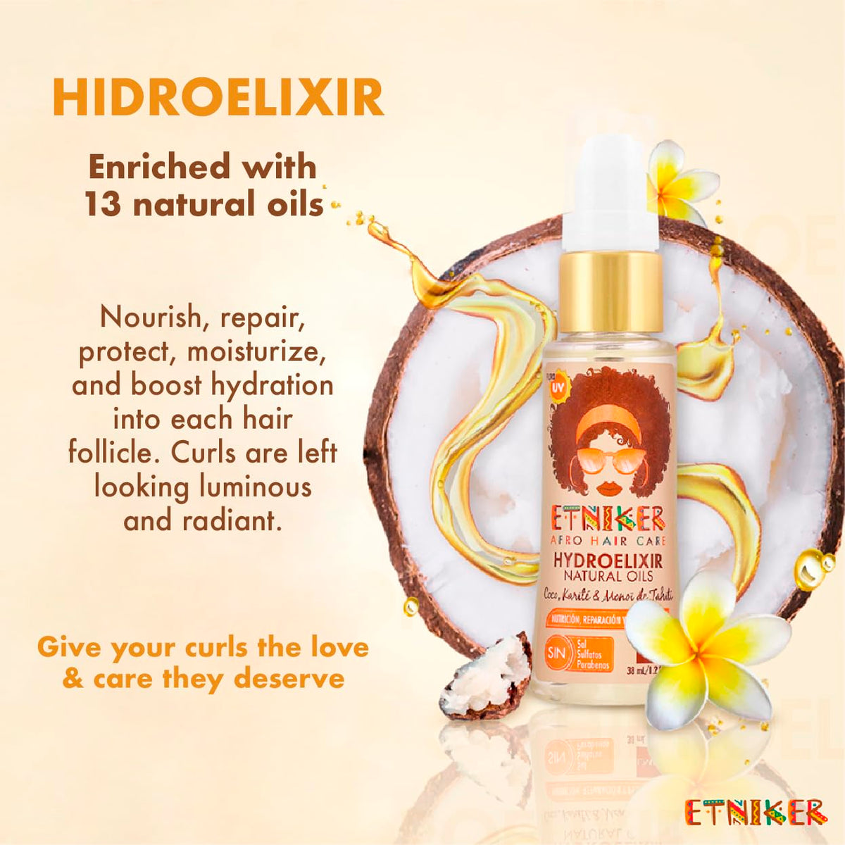 ETNIKER Hydroelixir UV protection for sun-exposed curls
