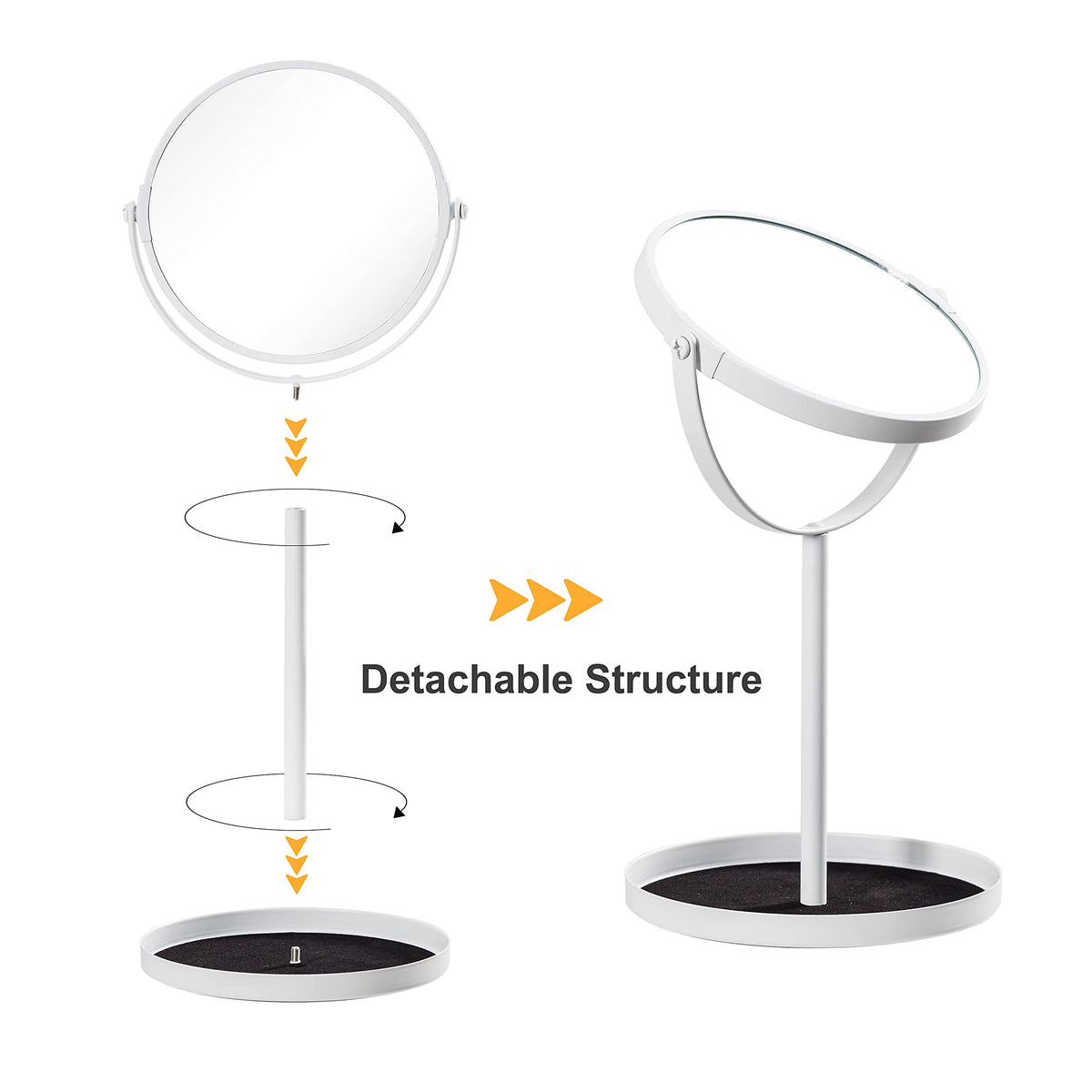 Ettori white-finish vanity mirror adds modern elegance to any room.