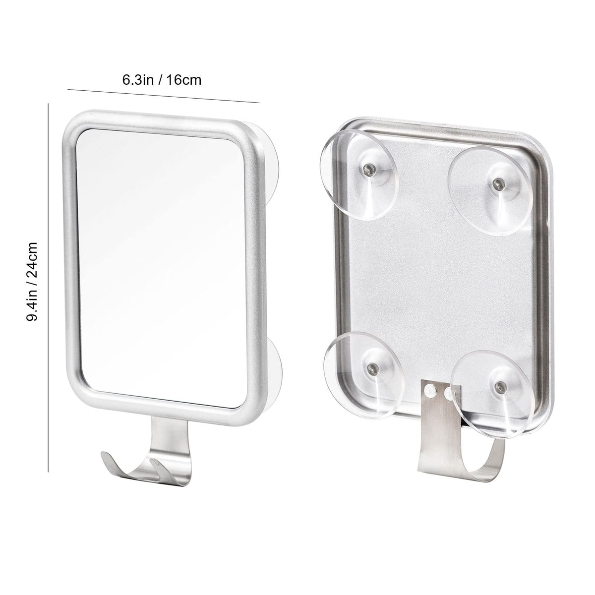 Ettori mirror showing anti-fog coating for clear reflections