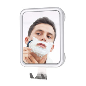 Ettori fogless shower mirror with four suction cups for stable mounting