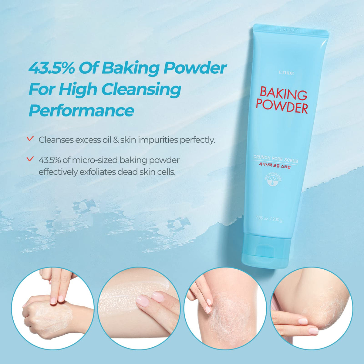 Etude Baking Powder Crunch Scrub microgranules close-up showing exfoliating texture