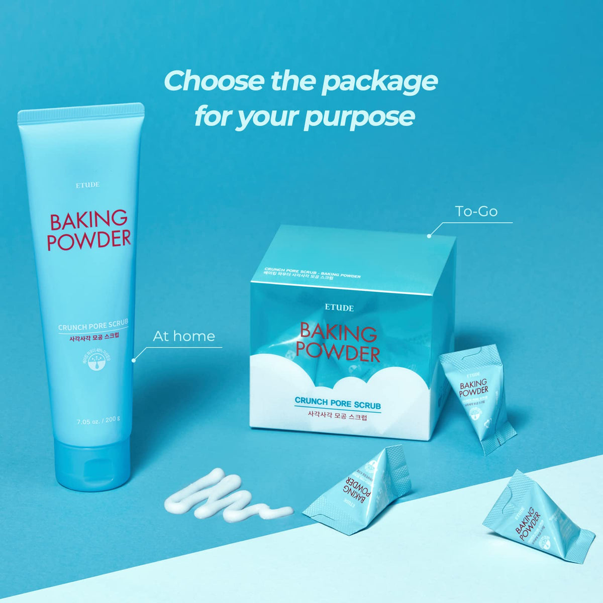 Etude Baking Powder Crunch Scrub travel pouch ready for on-the-go skincare