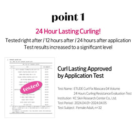 ETUDE Curl Fix Mascara demonstrates 24-hour curl hold
