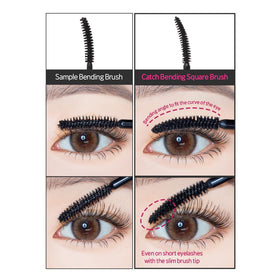 ETUDE Curl Fix Mascara applicator with usage tips