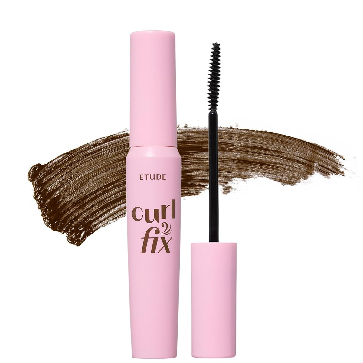 ETUDE Curl Fix Mascara bottle close-up showing lightweight waterproof formula for all-day wear