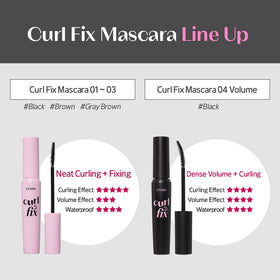 ETUDE Curl Fix Mascara brush close-up highlighting square-edge wand for precise curling