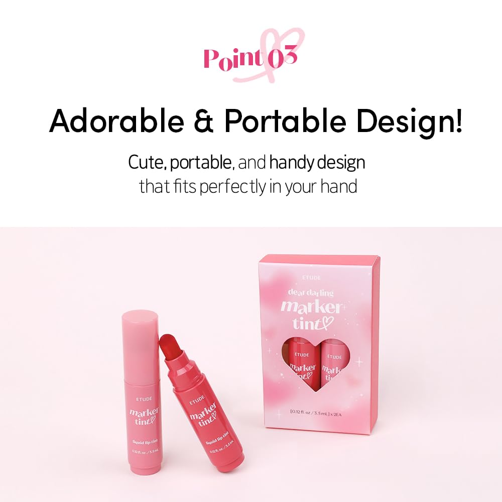 ETUDE Dear Darling Marker Tint delivers glossy, hydrated finish.