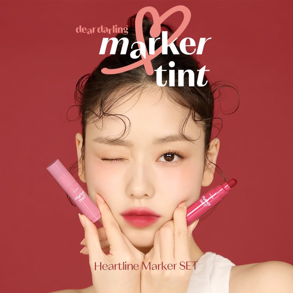 ETUDE Dear Darling Marker Tint Raspberry Pop close-up highlights rich pigment.