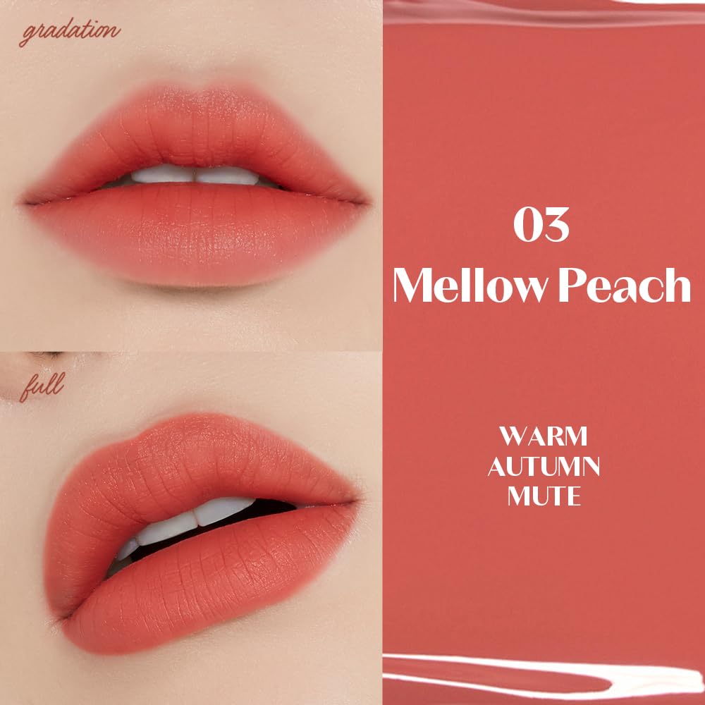 ETUDE Fixing Tint 03 Mellow Peach swatch with high-pigment payoff
