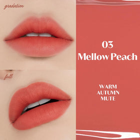 ETUDE Fixing Tint 03 Mellow Peach swatch with high-pigment payoff