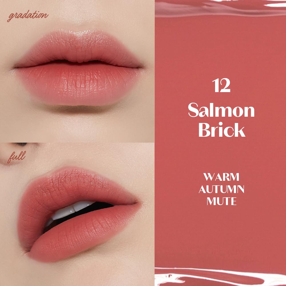 Lip color swatch on lips shows bold even coverage by ETUDE Fixing Tint