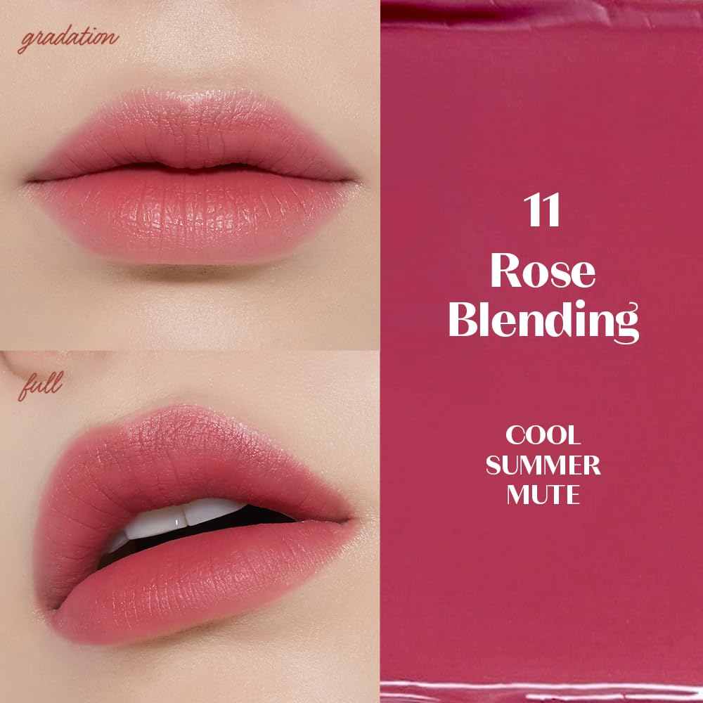 Swatches on arm reveal vibrant rose shade and full coverage potential.