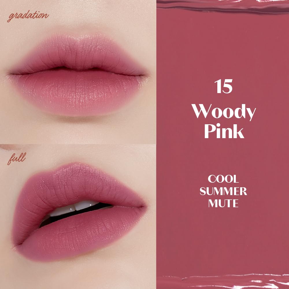 ETUDE Fixing Tint Woody Pink on lips for smooth, even coverage