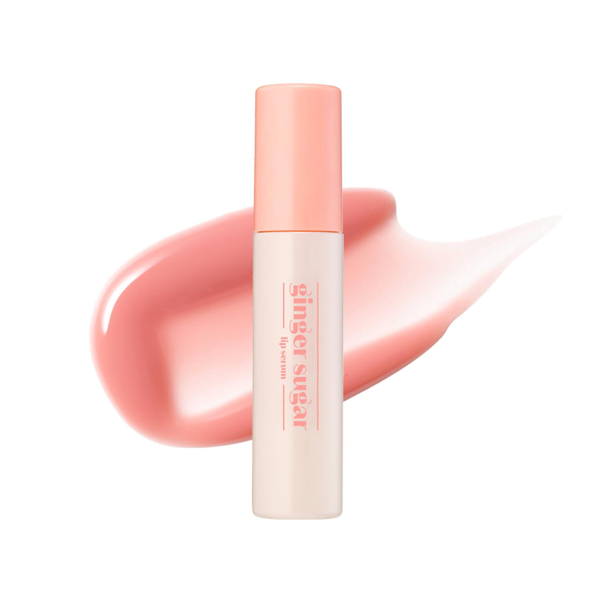 ETUDE Ginger Sugar Lip Serum closeup texture shows silky moisture and subtle shine.