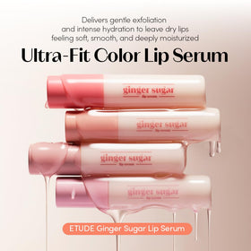 ETUDE Ginger Sugar Lip Serum swatches nude beige for a natural tint.