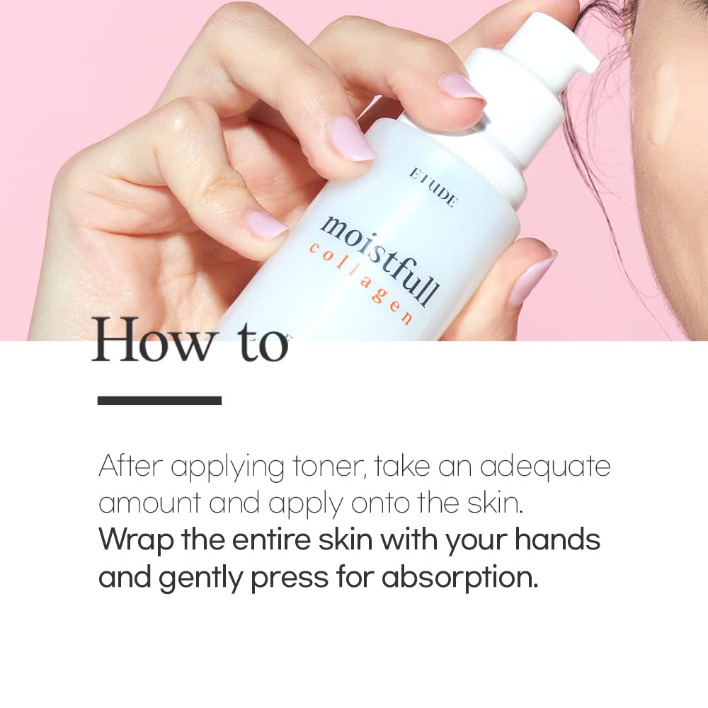Etude Moistfull Collagen Essence ingredients chart highlights super collagen water.
