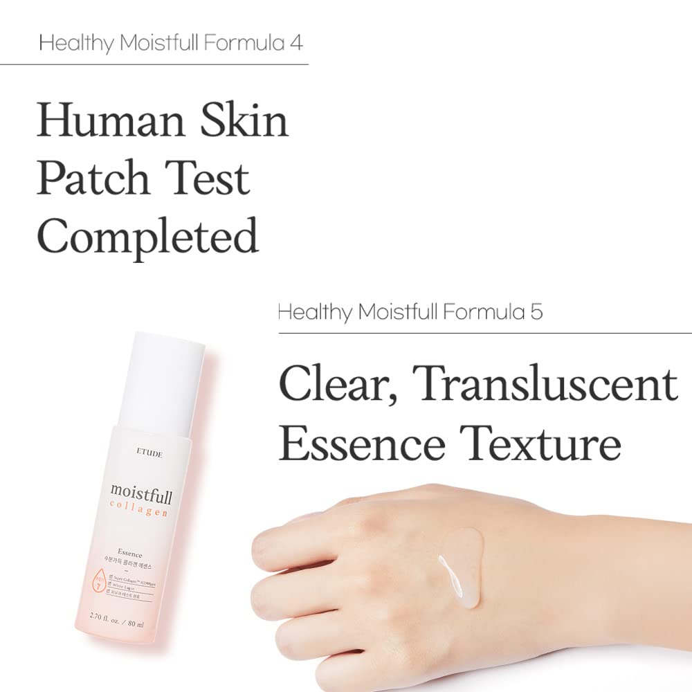 Etude Moistfull Collagen Essence skin hydration results feel plump.