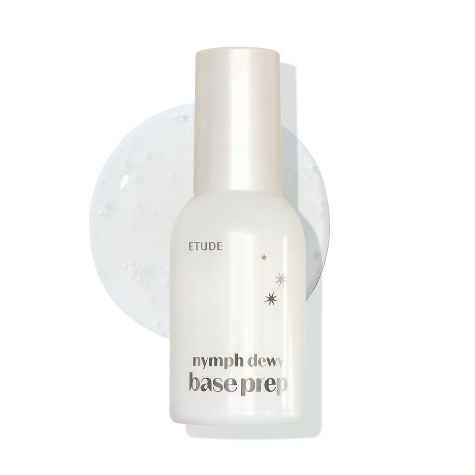 ETUDE Nymph Dewy Base Prep bottle showing hydrating glow for smooth makeup.