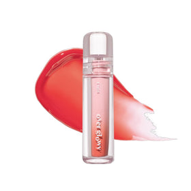 ETUDE Over Glowy Tint Peach Sugar bottle close-up, vegan gloss with hydration
