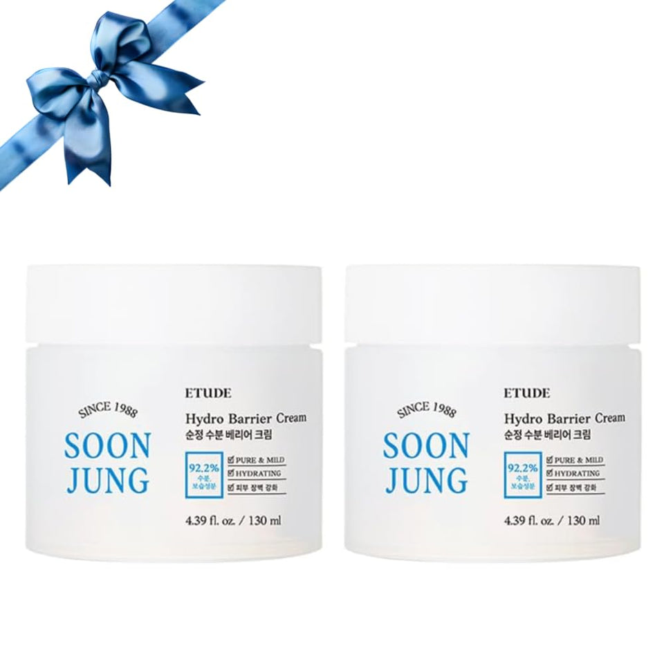 ETUDE SoonJung Hydro Barrier Cream Duo bottle close-up highlighting soothing gel texture for hydration.