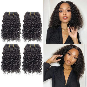 Eubeauty curly hair bundles in natural color for seamless 8 inch blend