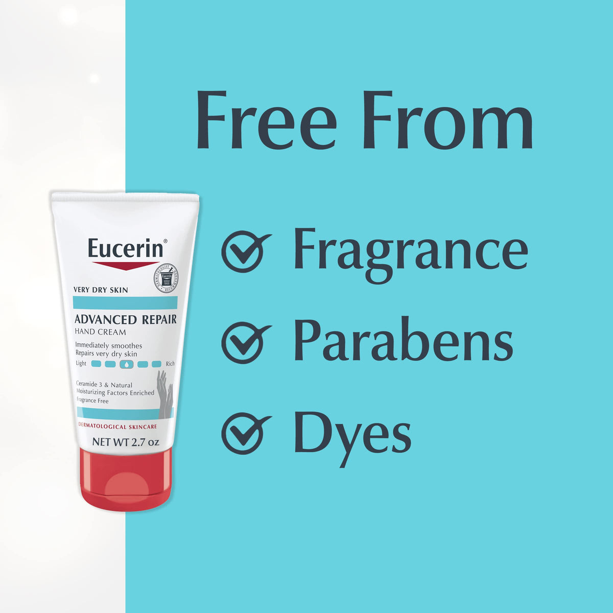 Fragrance-free Eucerin Advanced Repair Hand Cream suitable for sensitive skin.