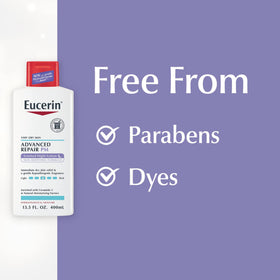 Allergen-conscious scent label on Eucerin Advanced Repair Scented Night Lotion.
