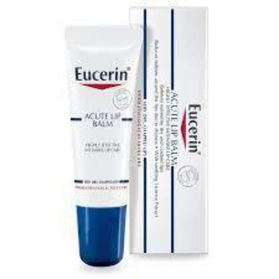 Eucerin Dry Skin Intensive Lip Balm 10ml tube provides lasting hydration for dry lips