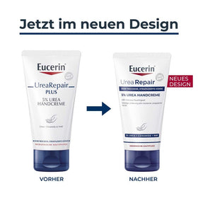 Close-up of 5% Urea and Lactate label on Eucerin hand cream.