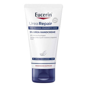 Eucerin Repairing Hand Cream 75ml tube front for daily dry-hand nourishment.