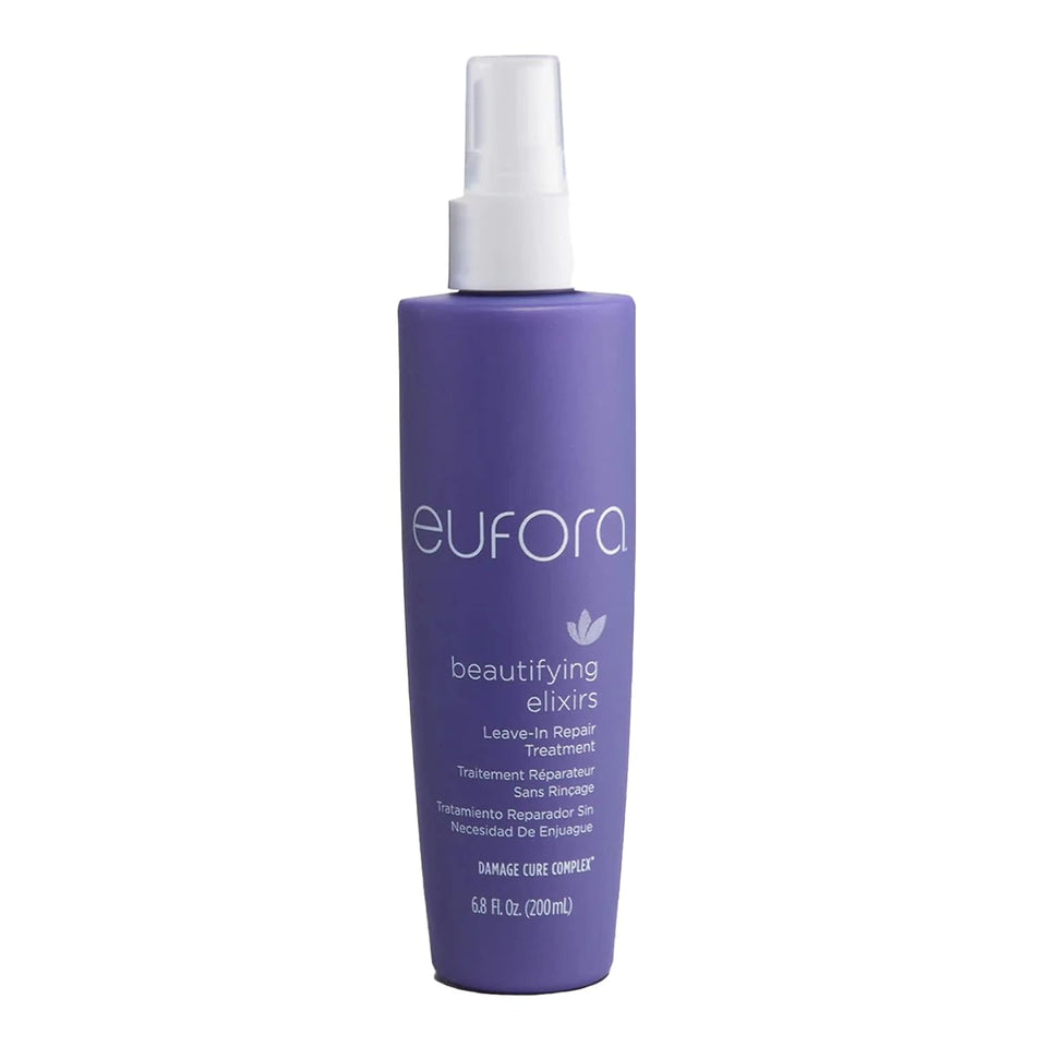 Eufora Beautifying Elixirs Leave-in Repair bottle application for smooth, even styling
