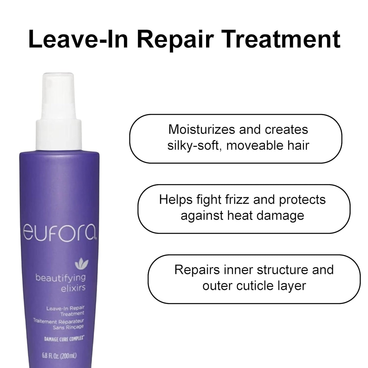 Eufora Beautifying Elixirs Leave-in Repair silky hair texture after use