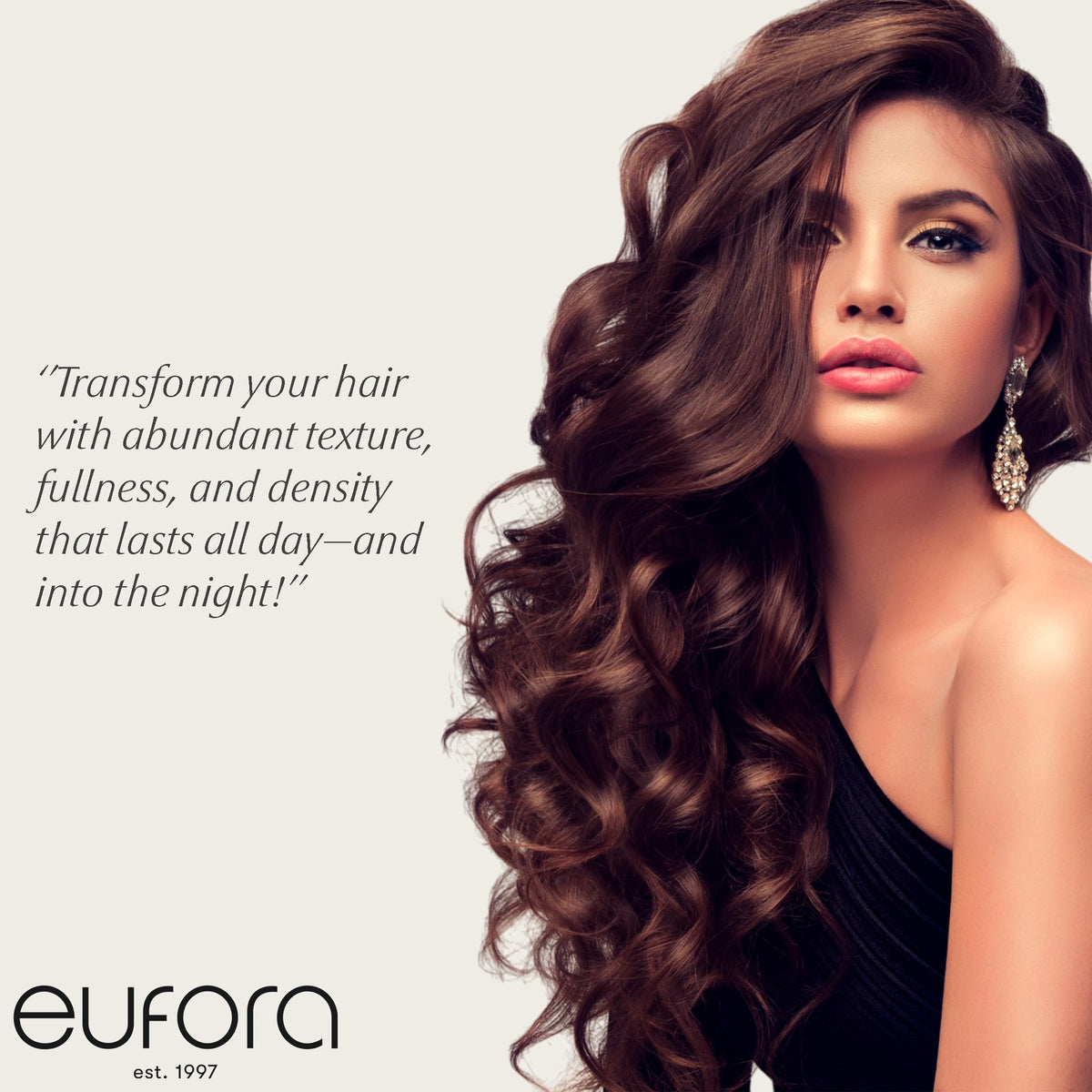 Eufora Full Effect texturizing spray in action applying texture and volume