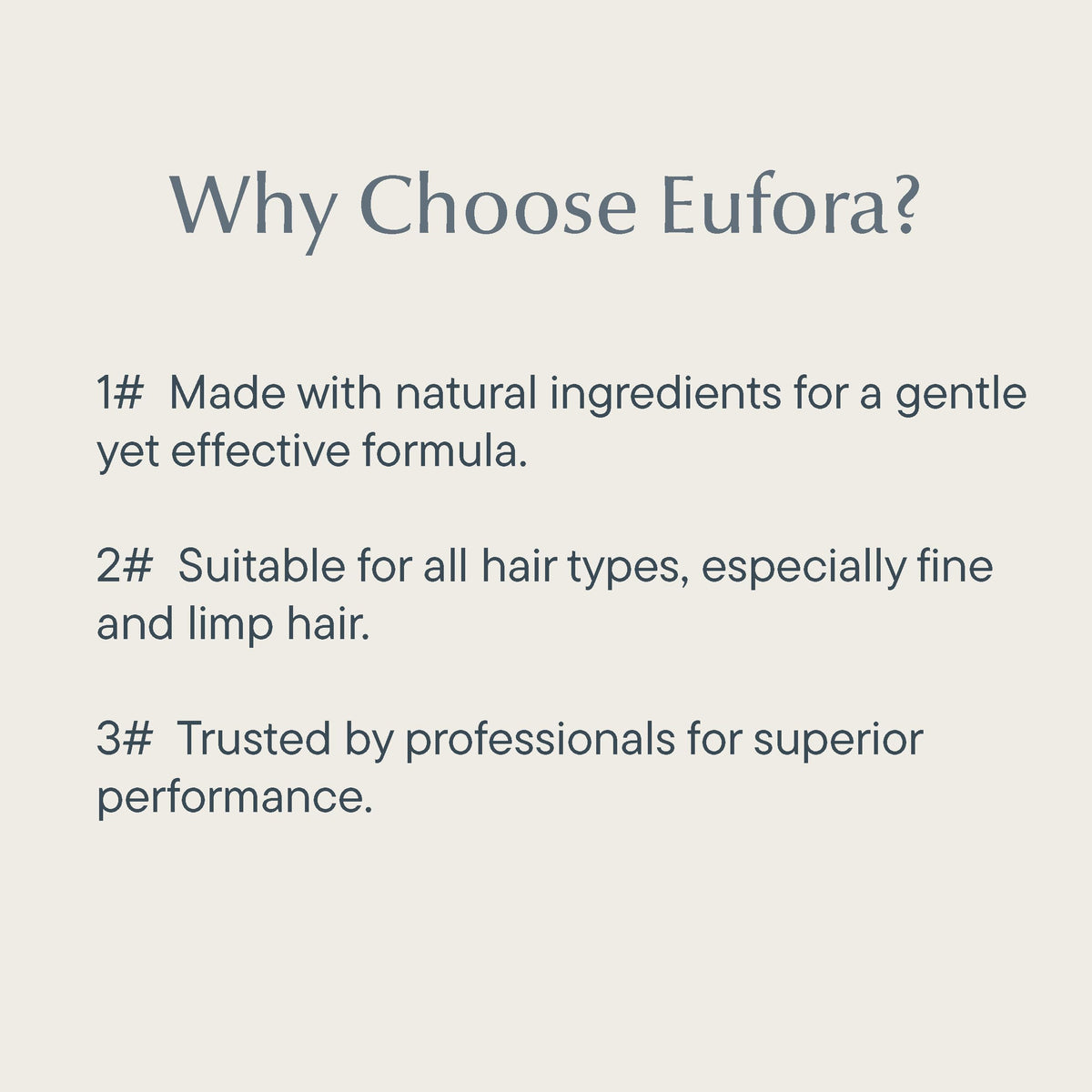 Frizz-control action of Eufora Full Effect spray reduces flyaways