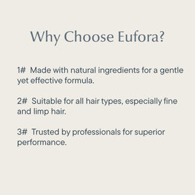 Frizz-control action of Eufora Full Effect spray reduces flyaways