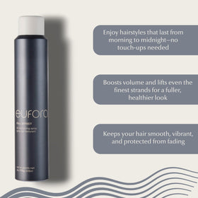 Close-up of hair with wispy texture created by Eufora Full Effect texturizing spray