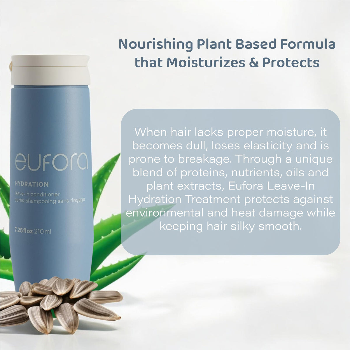 Eufora Hydration Leave-In applied to towel-dried hair for deep moisture.