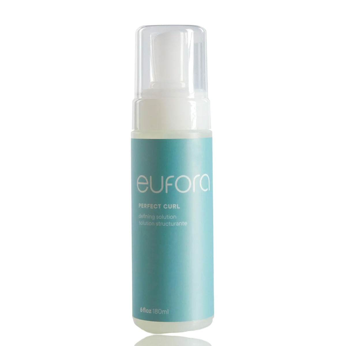 Eufora Perfect Curl Defining Solution bottle, lightweight foam for soft, lasting curls.