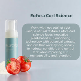 Close-up of Eufora Perfect Curl Defining Solution foam texture for lightweight hold.