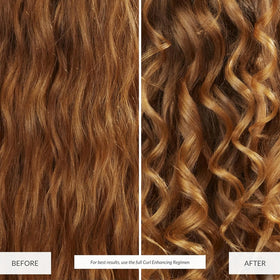 Model with defined curls after styling with Eufora Perfect Curl Defining Solution.