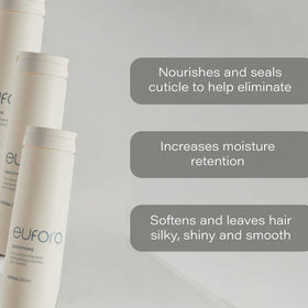 Eufora Smoothing Frizz Control Shampoo pump top for easy dispensing.