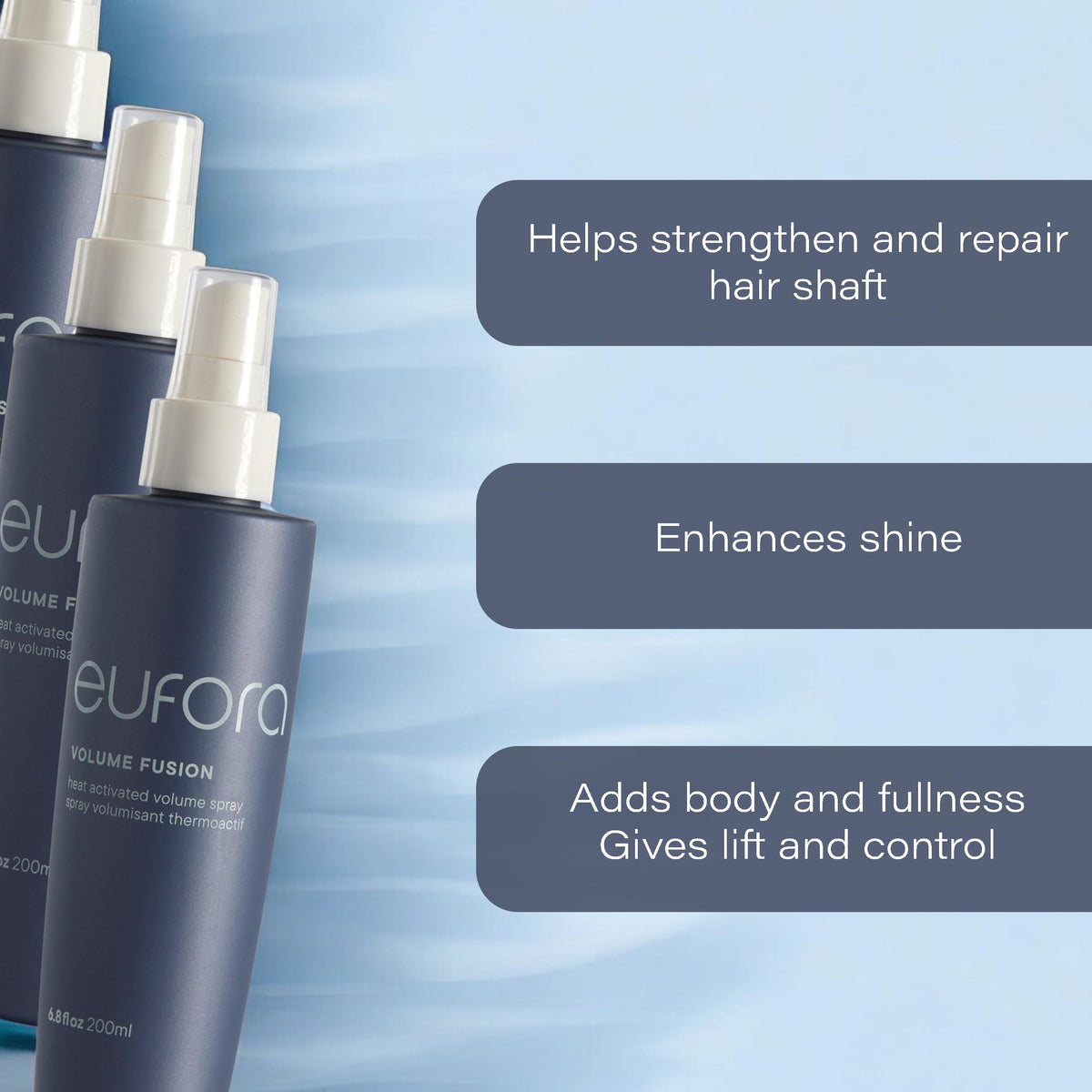 Close-up of Eufora Volume Fusion nozzle delivering precise root lift.