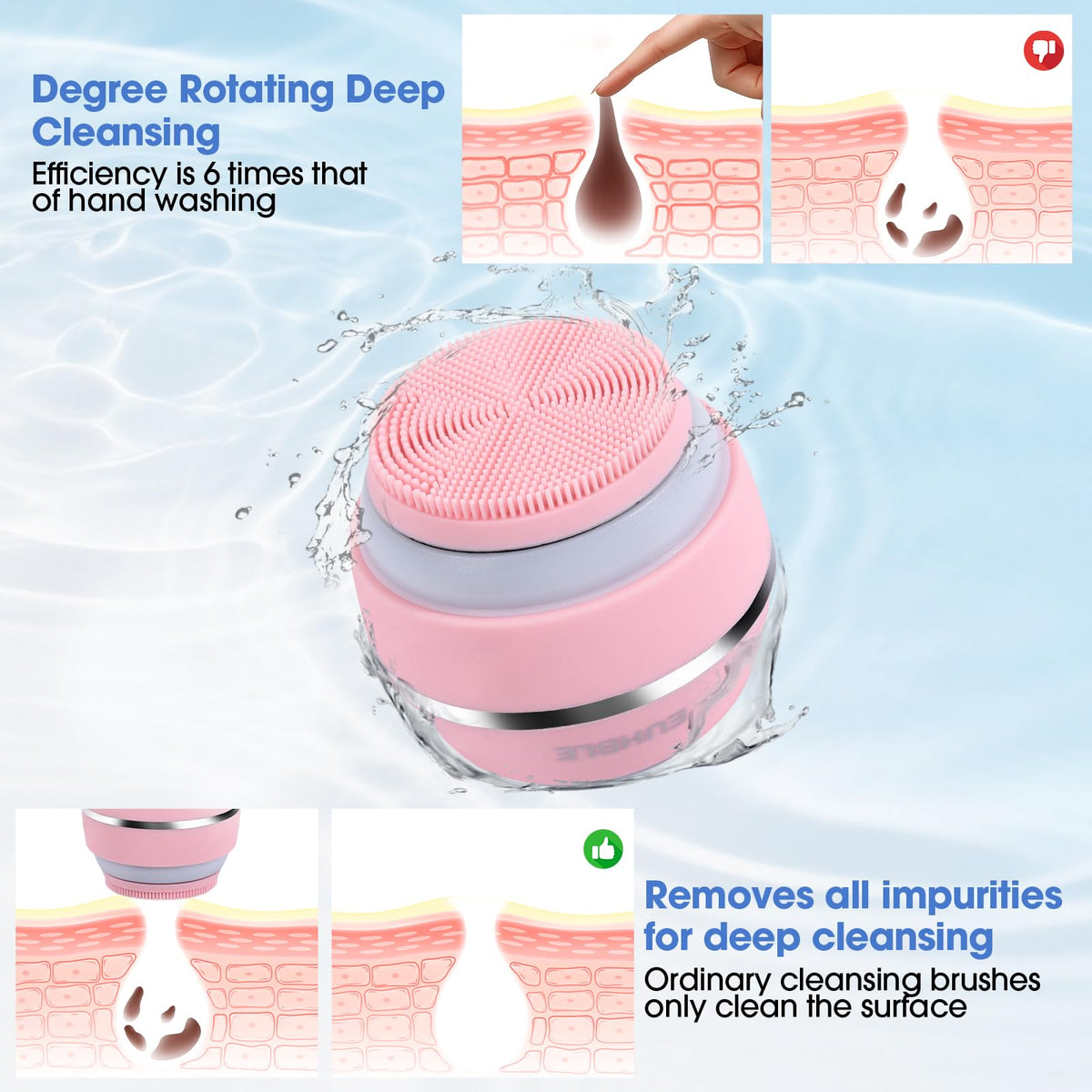EUHBLE USB-rechargeable model is travel-friendly for on-the-go skincare