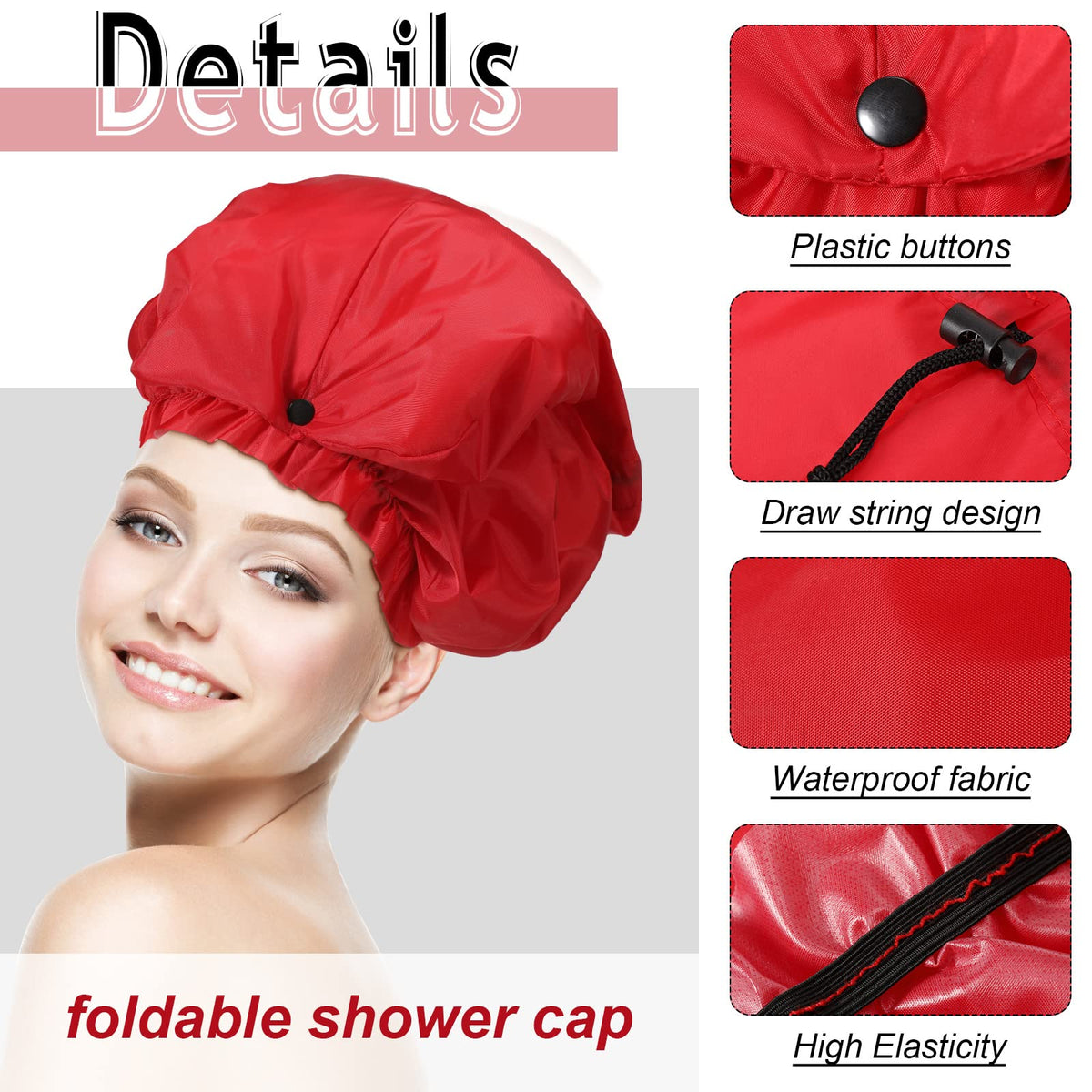 Eurzom XL shower cap for long hair in blue shields curls while bathing