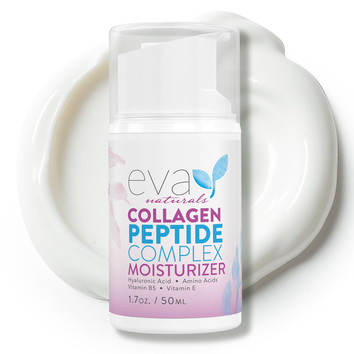 Eva Naturals Collagen Peptide Complex Moisturizer jar for nighttime hydration.