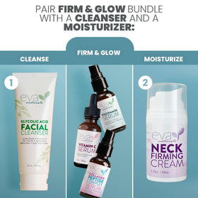 Eva Naturals daily routine glow shot with layered serums on skin